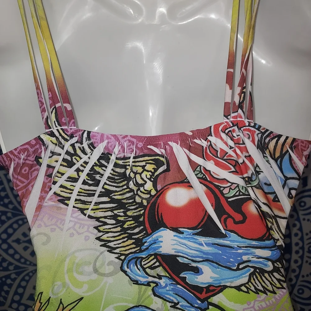 Colorful Graphic Vintage Tank Dress - Picture 7 of 8